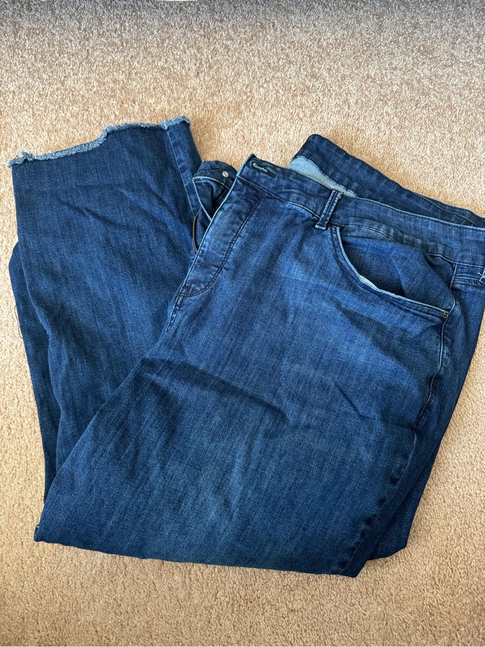 NYDJ Women's Marilyn straight Leg Jeans in Dark Blue Denim plus size 26w raw hem
